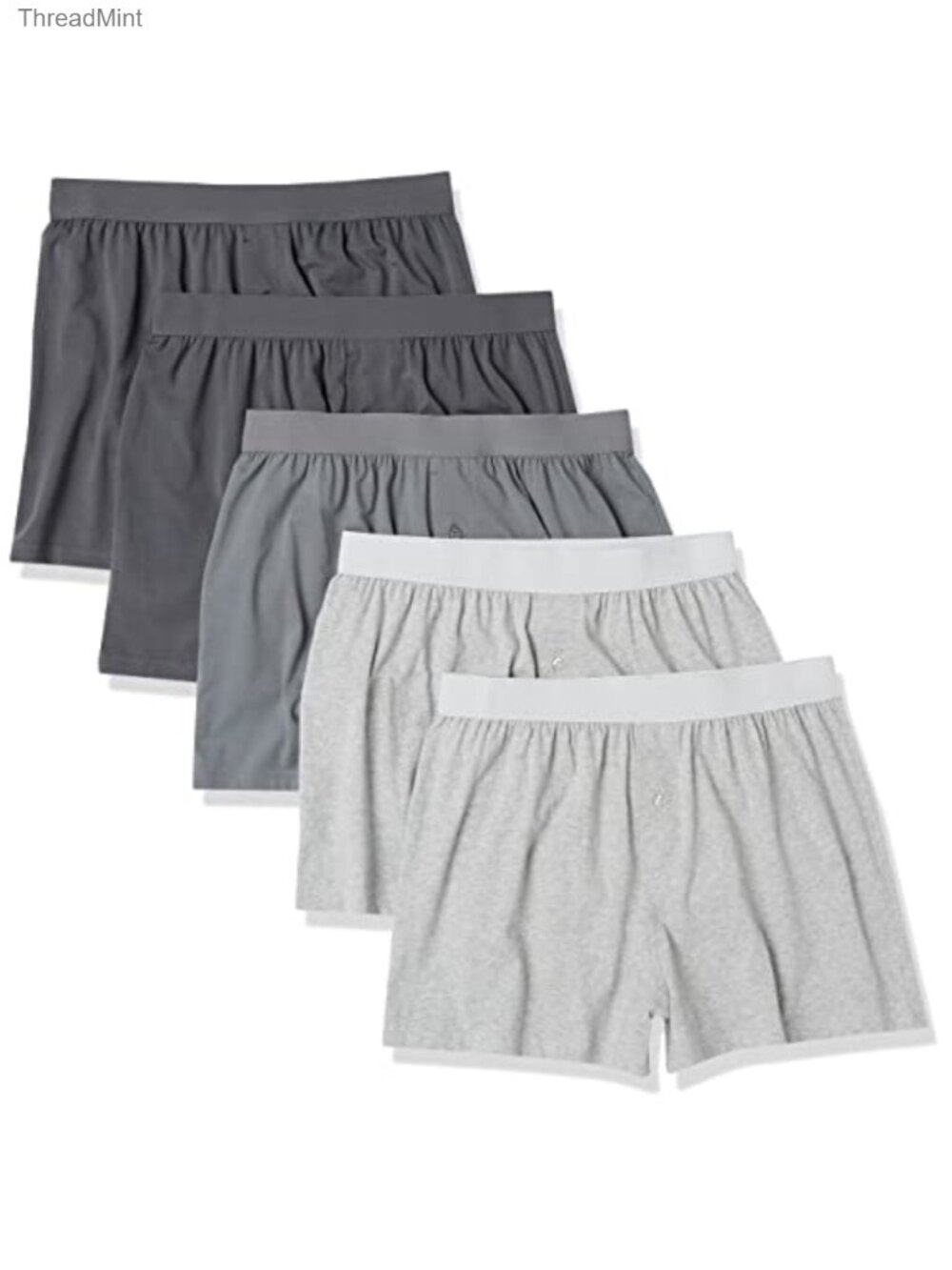 Men's Cotton Jersey Boxer Shorts Breathable Relaxed Fit 5 Pack